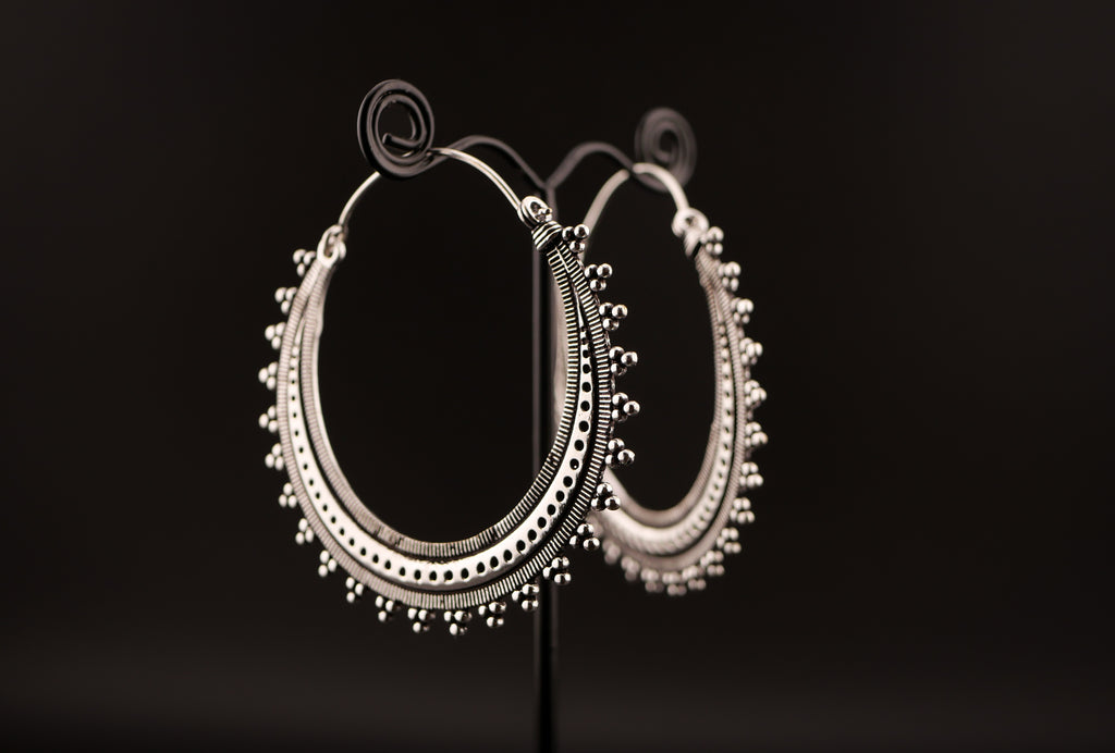 Boucles d'oreilles RAJASTANI - Laiton argenté