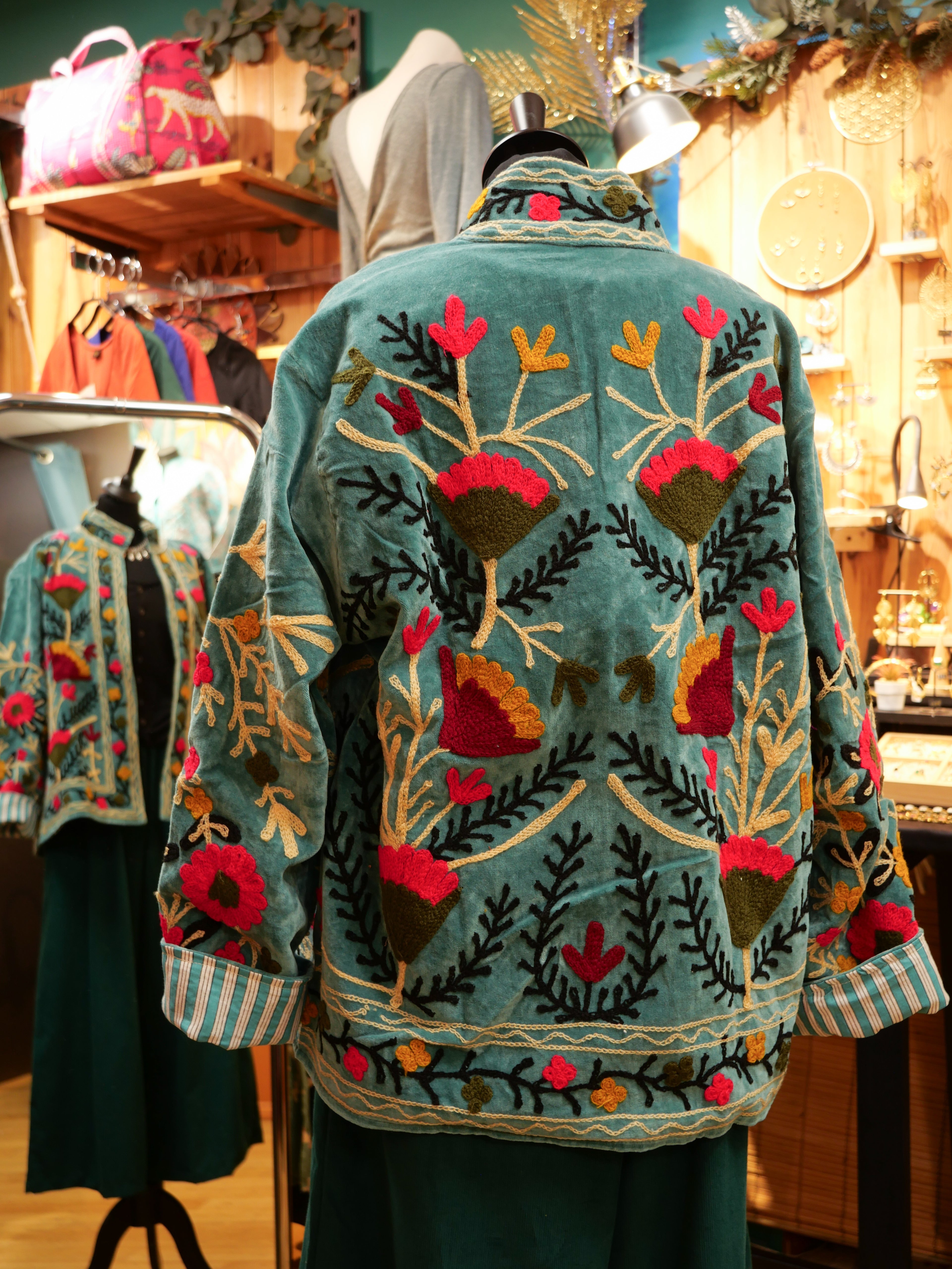 La Veste brodée NÉRU - Bleu ciel