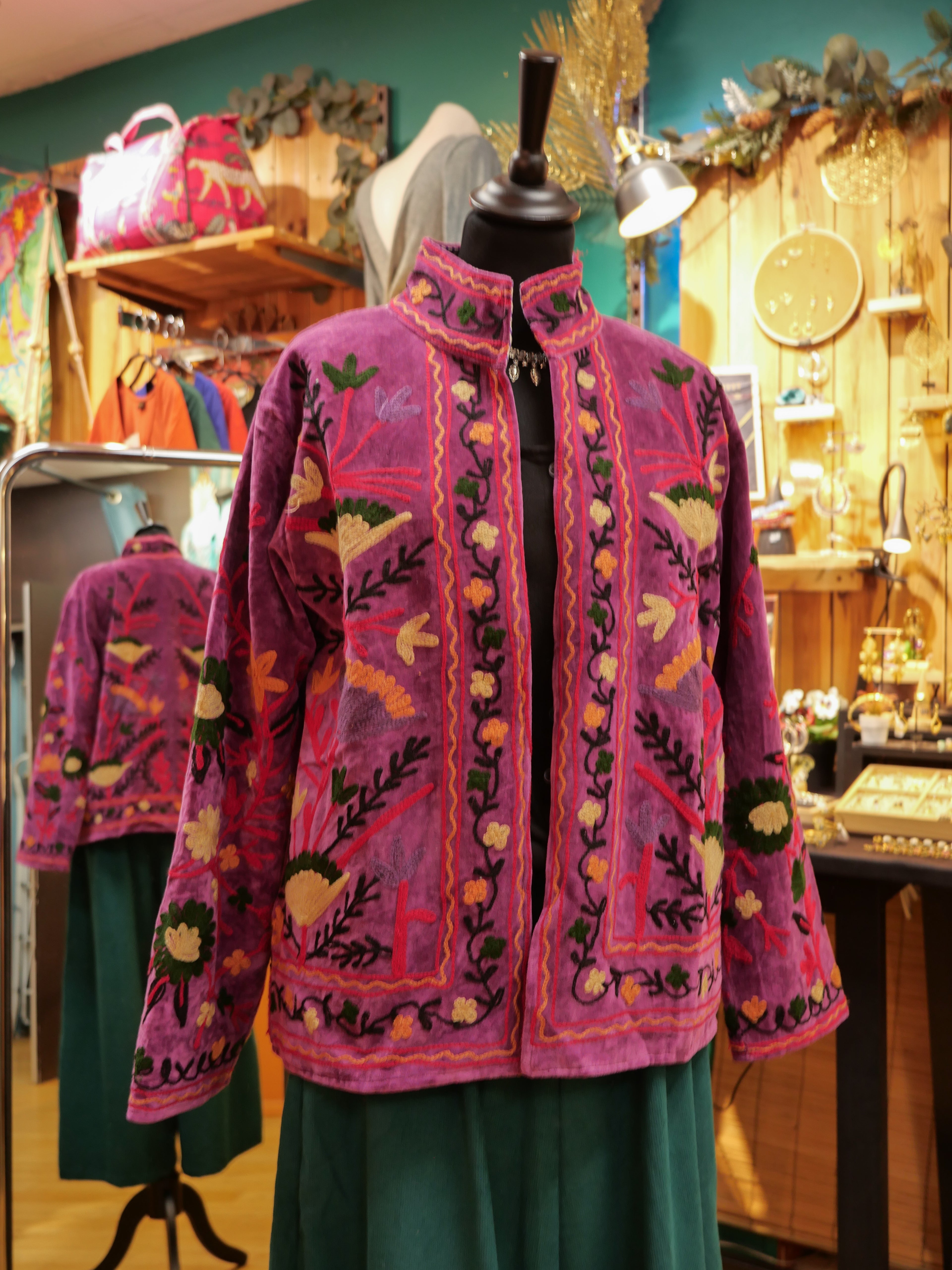 La Veste brodée NÉRU - Magenta